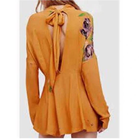 FREE PEOPLE gemma mustard yellow long sleeve tunic mini dress - Picture 2 of 11